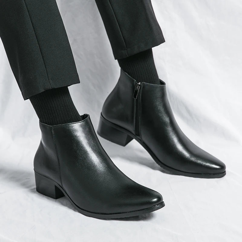 Men's Shoes Chelsea Boots Causal Business Retro Ankle Boots Man Walking Shoes Pu Leather Shoes Waterproof Classic Loafers Men