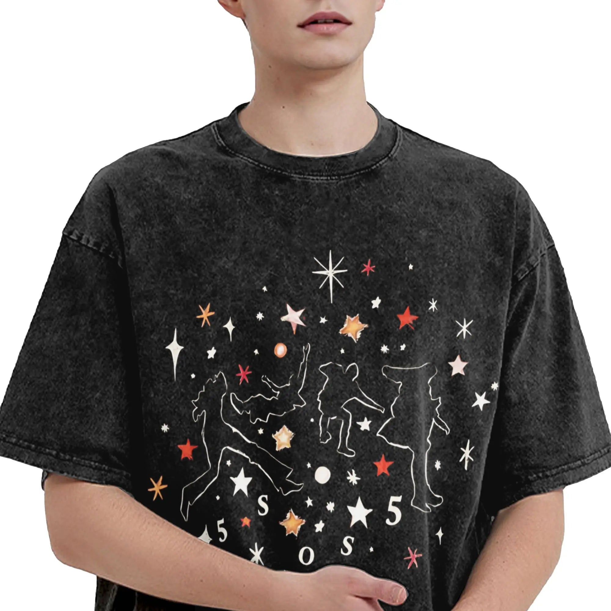 5 Seconds of Summer 5SOS T-Shirts for Men  Novelty Cotton Tees Round Neck Short Sleeve T Shirt Gift Idea Clothes