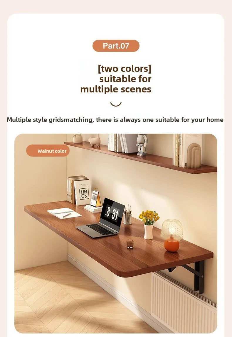 Wall Mounted Folding Table, Space Saving Fold Down Desk with Sturdy Metal Frame Home Office Study Writing Table Furniture