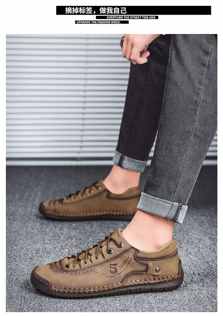 Shoes for Men Leather Casual Shoes Fashion Soft Homme Outdoor Comfortable High Quality Classic Ankle Non-slip Flats