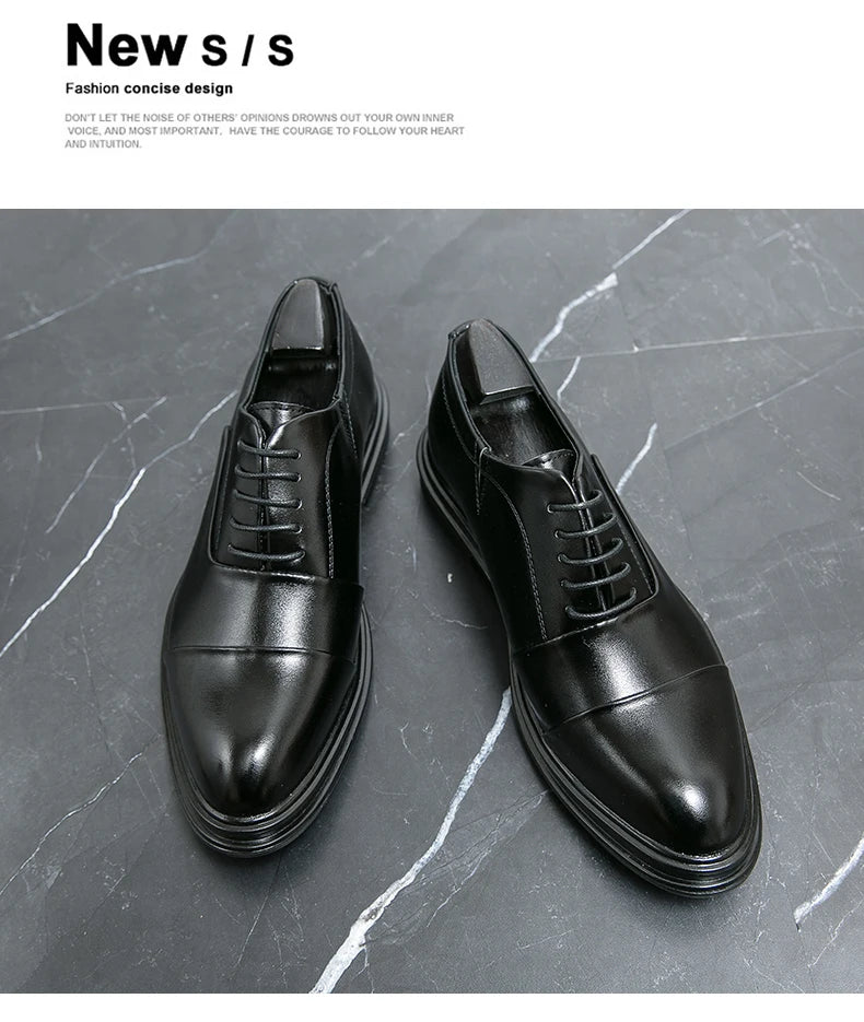 Man Casual Business Shoes Men Patchwork Leather Oxfords Fashion Dress Flats Leisure Office Men's Formal Wedding Shoes