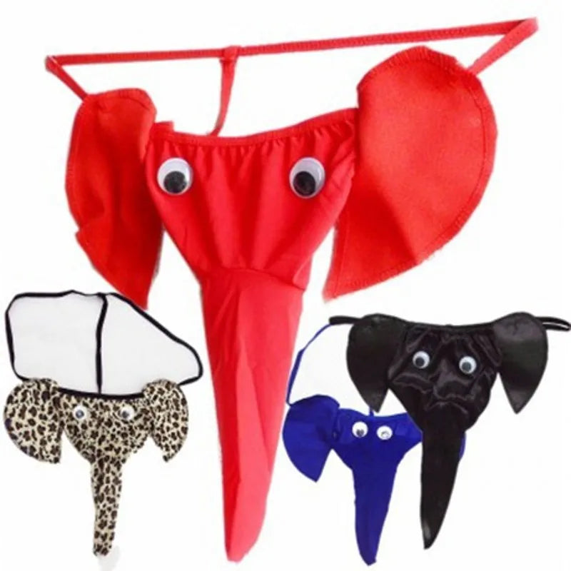 Lingerie Men's Sexy Elephant Thong Underwear Cartoon Trunk T Panties Fashion Panties Underpants G String Elastic