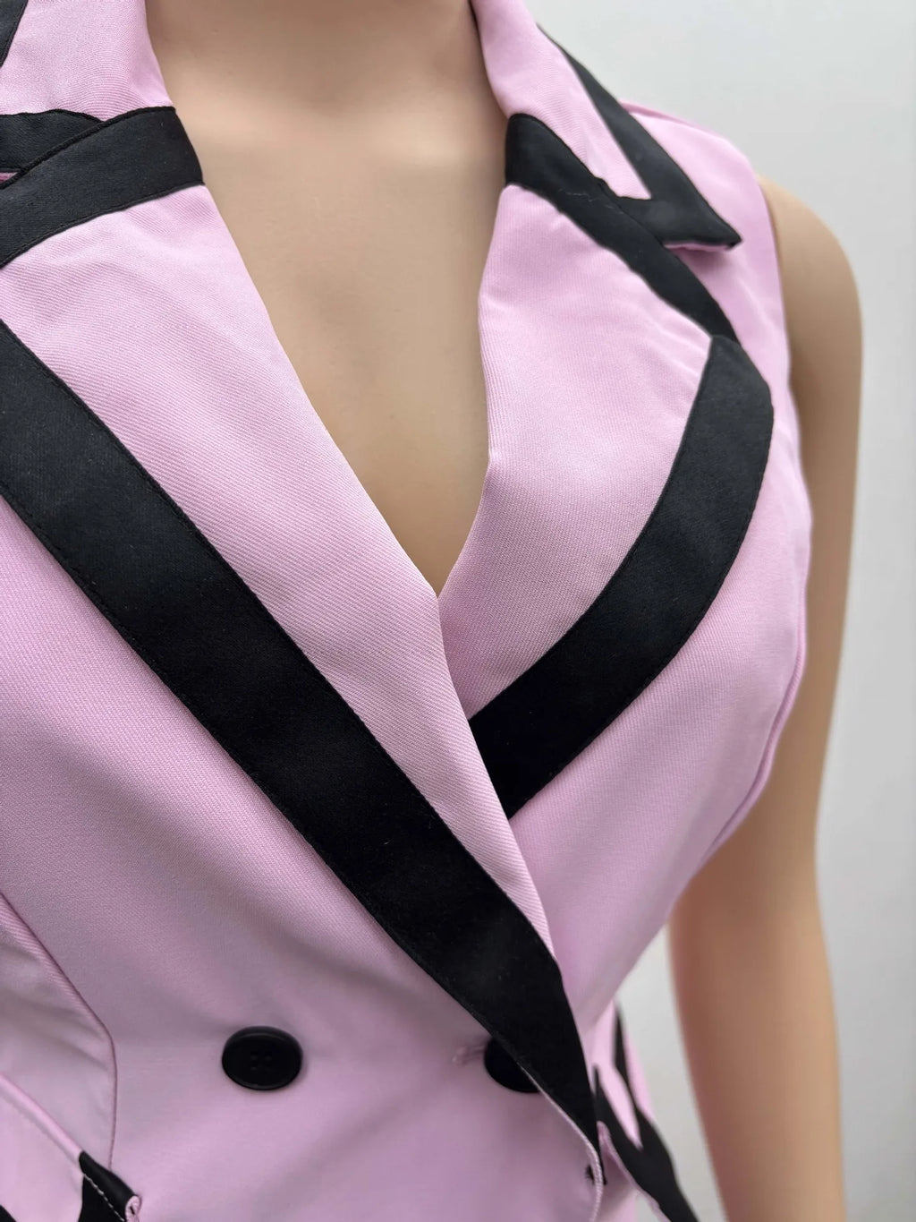 Pants Set Women Two Piece Sets Matching Sets Work Elegant Double Breasted Tops Vest Wide Leg Long Pants High Waist Y2k Pink