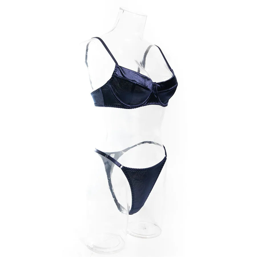 Female Sexy Bra Brief Sets Traceless Solid Romantic Lingerie Vintage Thin Underwear Panties Comfortable New Arrival Exotic Sets