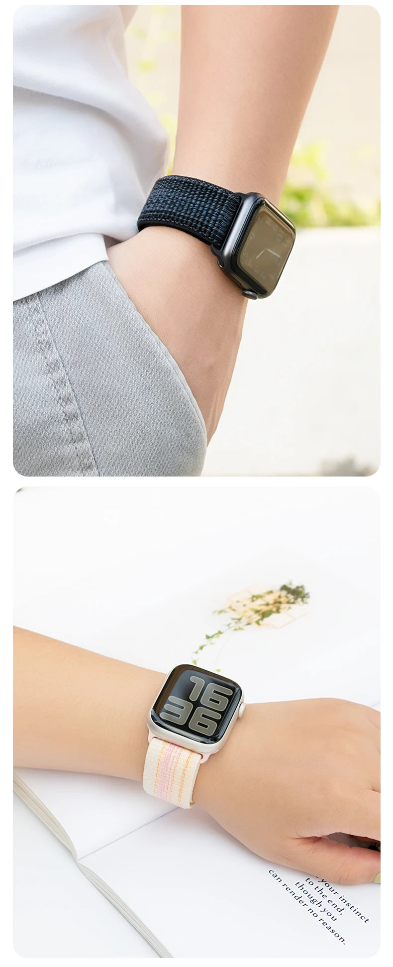 Nylon Loop Sport Strap For Apple Watch Band Ultra 49mm 45mm 40/44mm 41mm 38/42mm Bracelet For Nike iWatch 9 8 7 6 5 SE Watchband