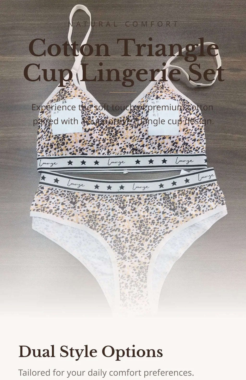 Bra set Sexy Women's Underwear Lounge Style Cotton button printed elastic bra underwear women's pajamas