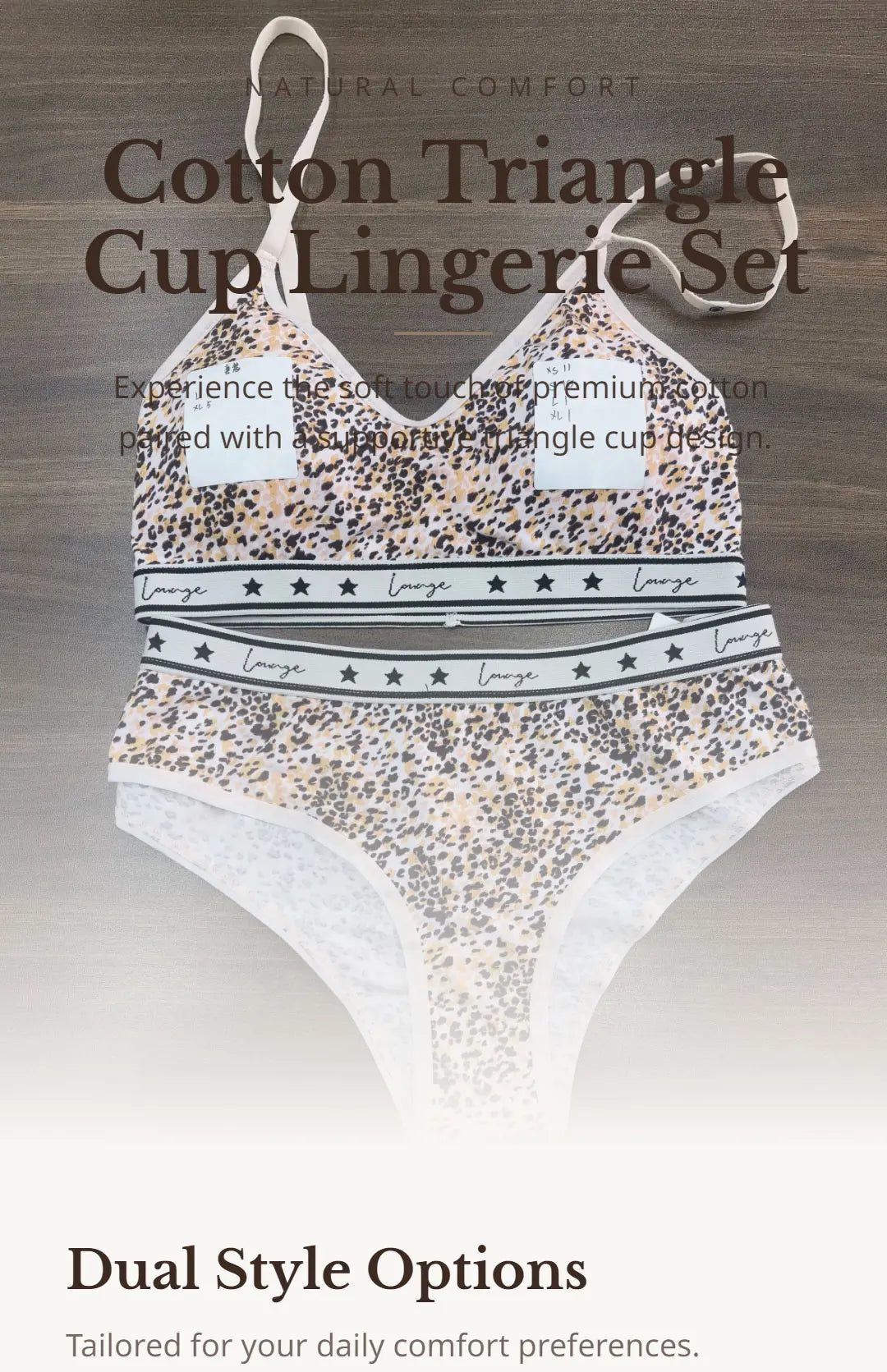 Bra set Sexy Women's Underwear Lounge Style Cotton button printed elastic bra underwear women's pajamas