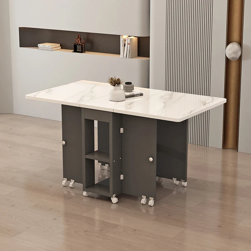 Folding White Dining Table Multifunction Family Waterproof Space Saving Dining Table Design Simple Mesas De Jantar Furnitures
