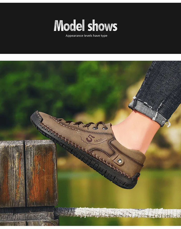 Shoes for Men Leather Casual Shoes Fashion Soft Homme Outdoor Comfortable High Quality Classic Ankle Non-slip Flats