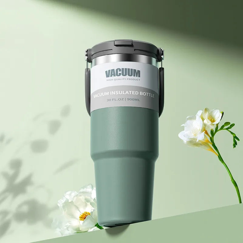 Car Thermal Mug Extra Large Capacity 900/1200ml Stainless Steel VacuumThermal Mug Handheld Portable Outdoor&Sport Water Cup