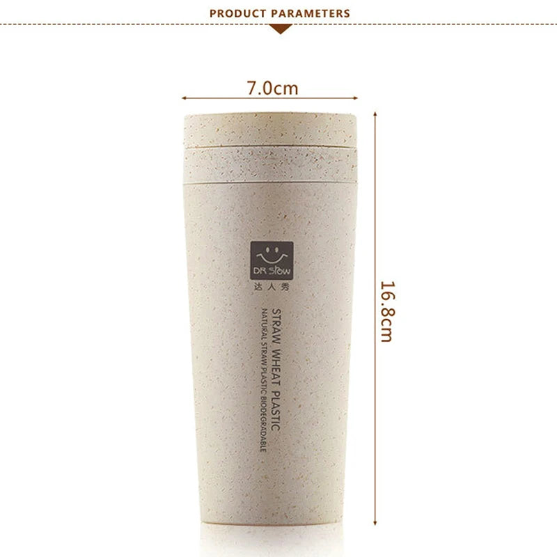 Portable 300ml Thermos Bottle Healthy Plastic Wheat Fiber Cup Double Layer Thermal Mug Office Coffee Tea Water Bottle Travel Mug