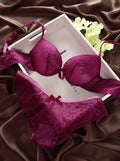 New Sexy Bra Hollow Out Panties Solid Color Underwear Set BC Cup Lace Top Push Up Womens Back Closure Plus Size Lingerie Sets