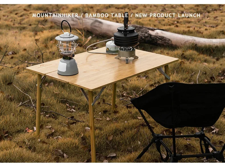 MOUNTAINHIKER Outdoor Camping Bamboo 2/3 Folding Table Portable Fast Storage Folding Desk Outdoor Dining Table Picnic BBQ Table