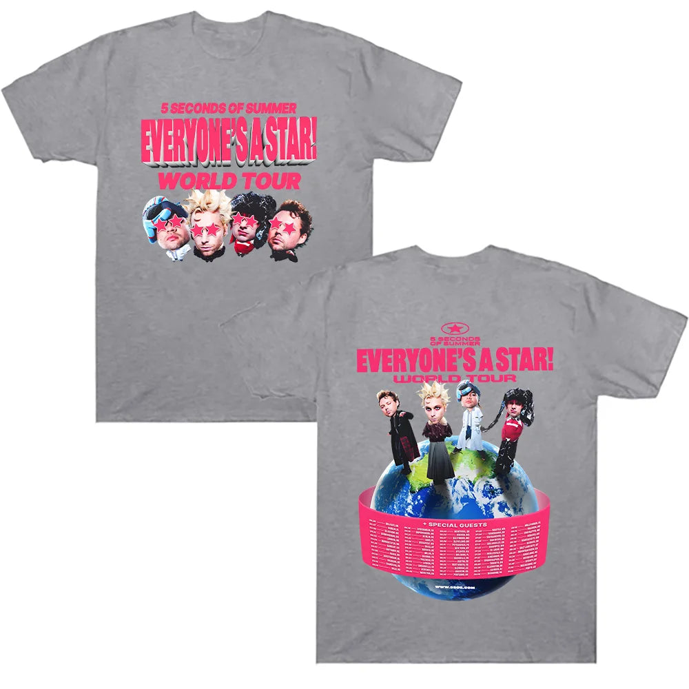 5 Seconds of Summer Everyone Is A Star T-shirt 5SOS World Tour 2026 T-shirt Summer T-shirt Men's Women's Fashion Clothing Y2K