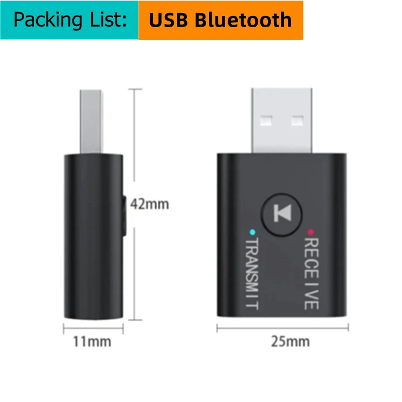 BT 5.0 Bluetooth Adapter Wireless Audio Receiver and Transmitter Dual Function Bluetooth 5.0 USB Dongle For Speaker Headset Car