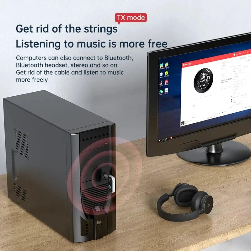 Bluetooth 5.3 Transmitter Receiver Adapter Wireless Audio For Car Music Headphone Speaker 3.5mm Jack AUX Wireless Audio Adapter