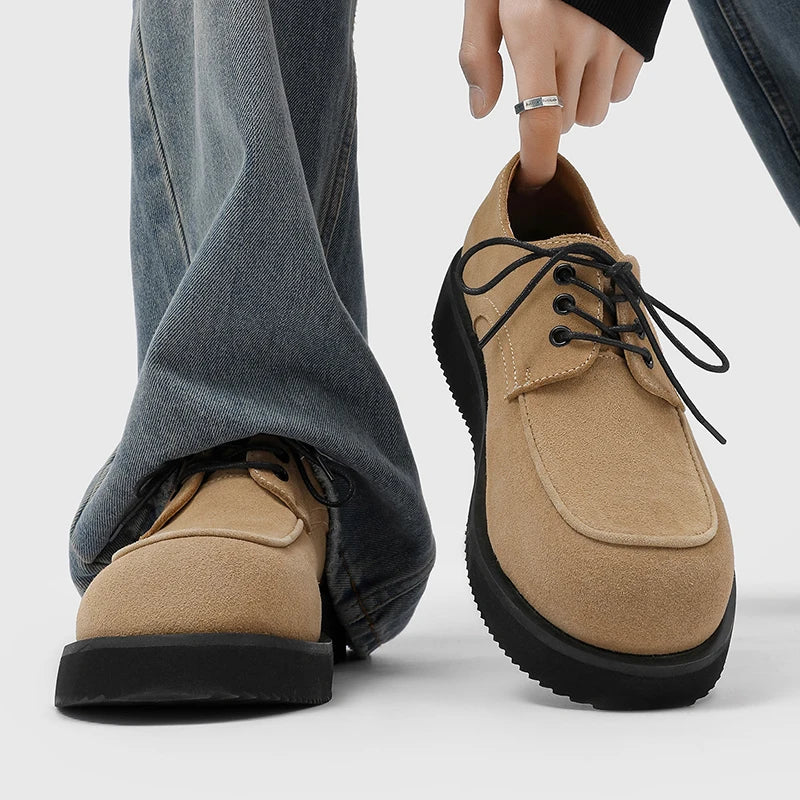 Men's Derby Shoes Fashion autumn and winter styles Office or leisure party 38-46 Hot selling young shoesThick bottom trend