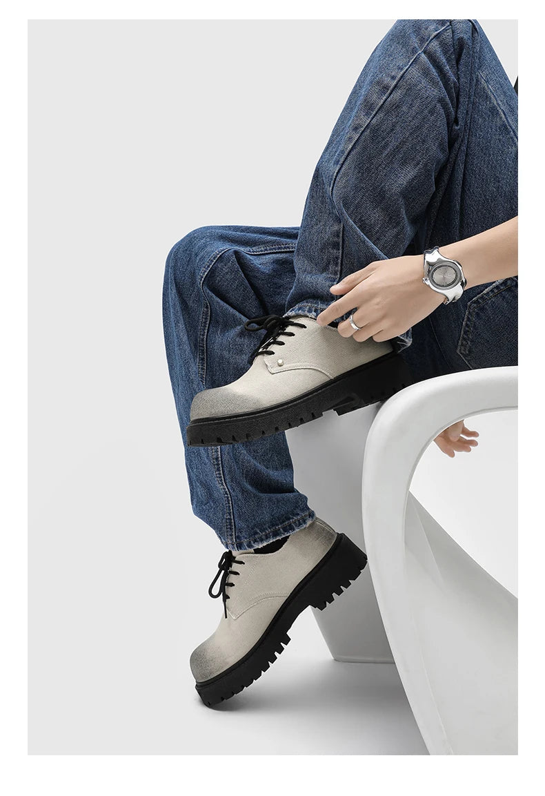 Men's shoes four seasons versatile casual non-slip wear-resistant comfort outdoor shoes youth fashion thick sole workwear shoes