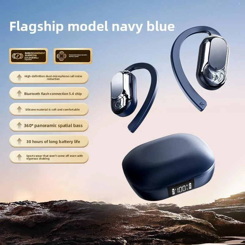 Bluetooth 5.3 Earphones True Wireless Headphones with Mic Button Control Noise Reduction Earhooks Waterproof Headset for Sports