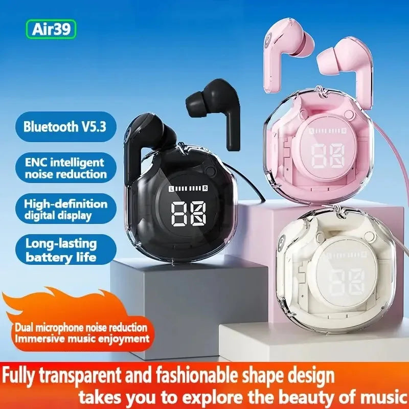 Wireless Bluetooth Earphones Noise Reduction Bluetooth Headphone  Headset Transparent Shell Waterproof Gaming Earphones
