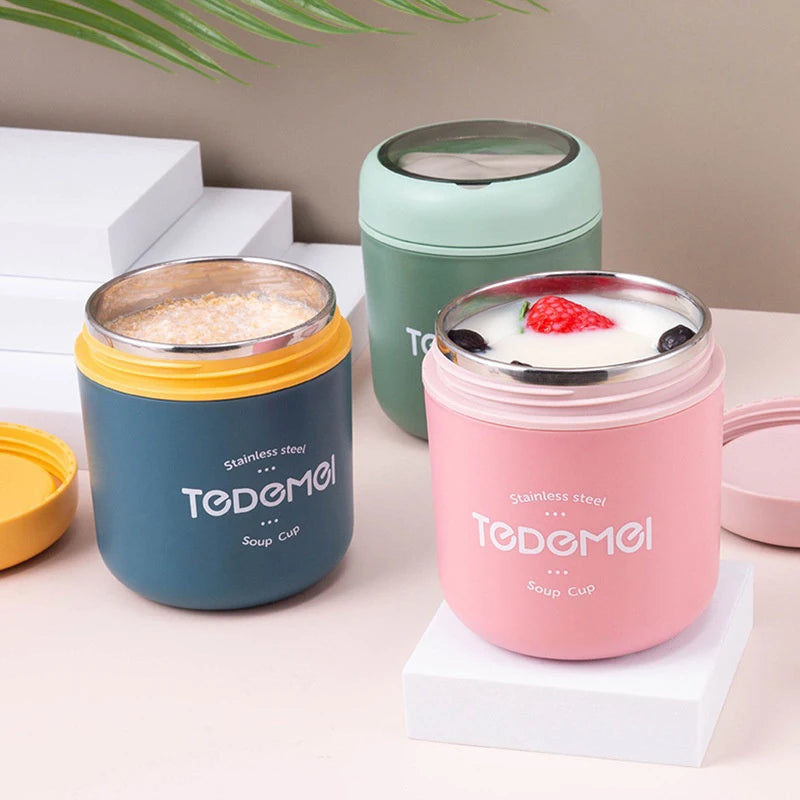 Stainless Steel Insulated Soup Thermos with Spoon Lunch Box Vacuum Cup Food Warmer Thermal Jar Container Cooler