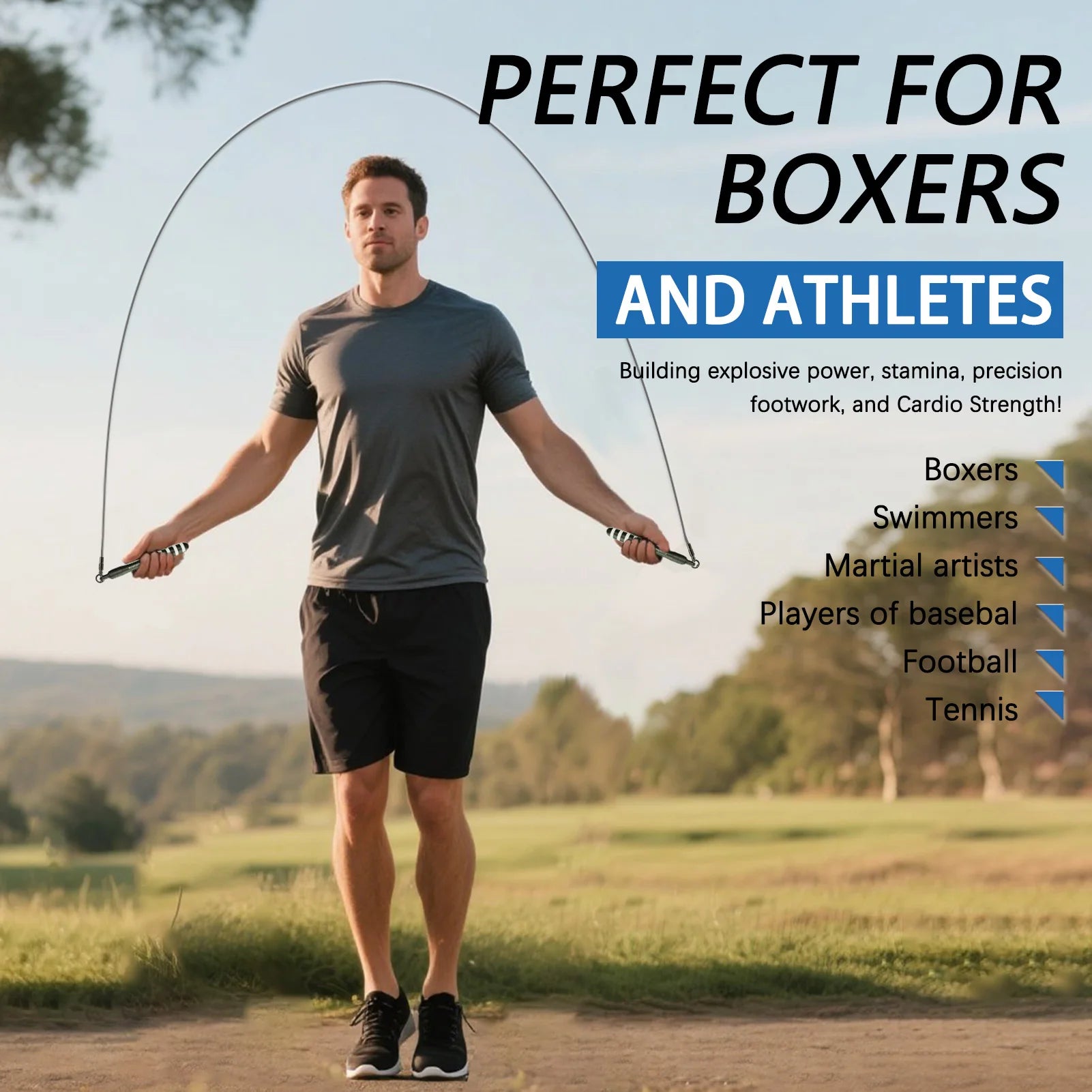 MOGOLD Premium Jump Rope Metal Wire Non-slip Handles Fitness Weight Loss Essential for Active Lifestyle