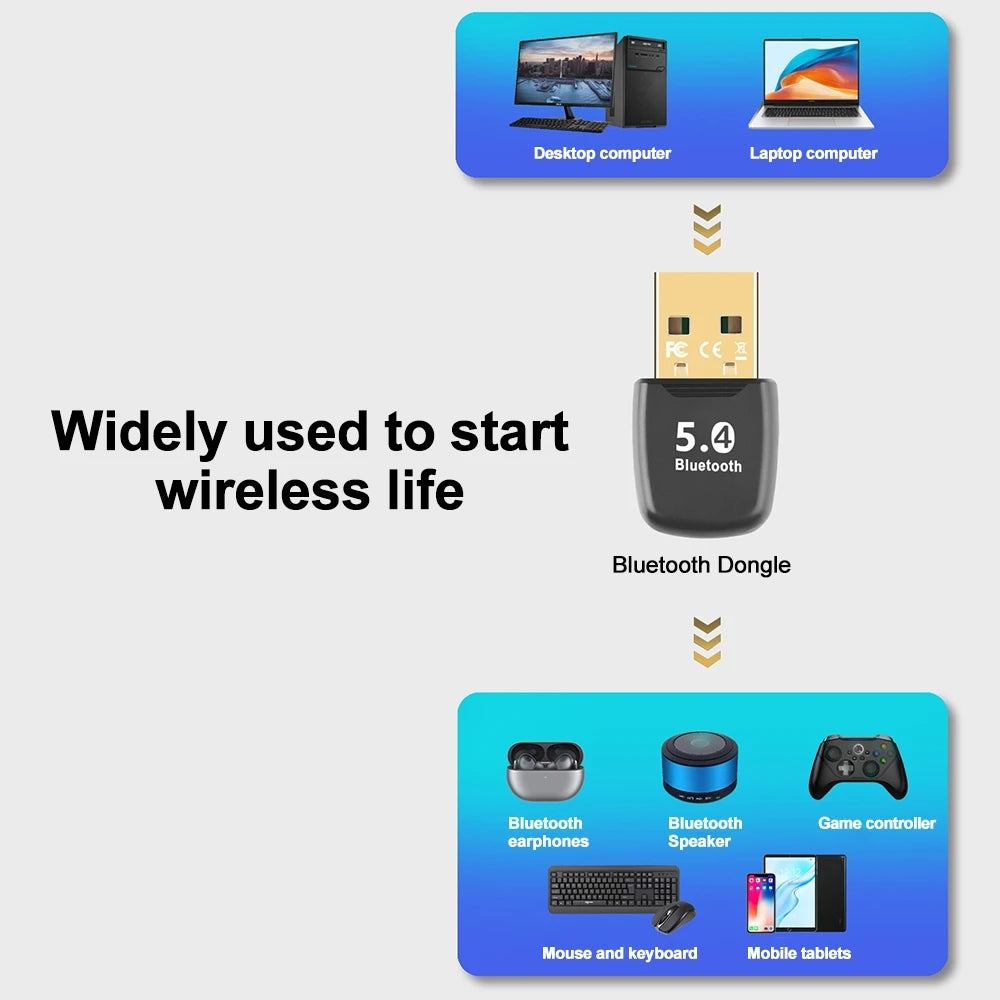 Bluetooth Adapter USB Bluetooth 5.4 for PC Dongle Adaptador Wireless Mouse Keyboard Music Audio Receiver USB Transmitter