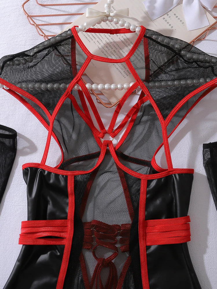 Lingerie Sexy Sheer Mesh Porn Top Crotchless Skirt Naked Bandage Women Underwear Uncensored Erotic Costume