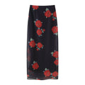 Women's Summer Skirt Sexy Two Piece Set Fashion Flower Print Holiday Party Suspender Top High Waist Slim Midi Skirt