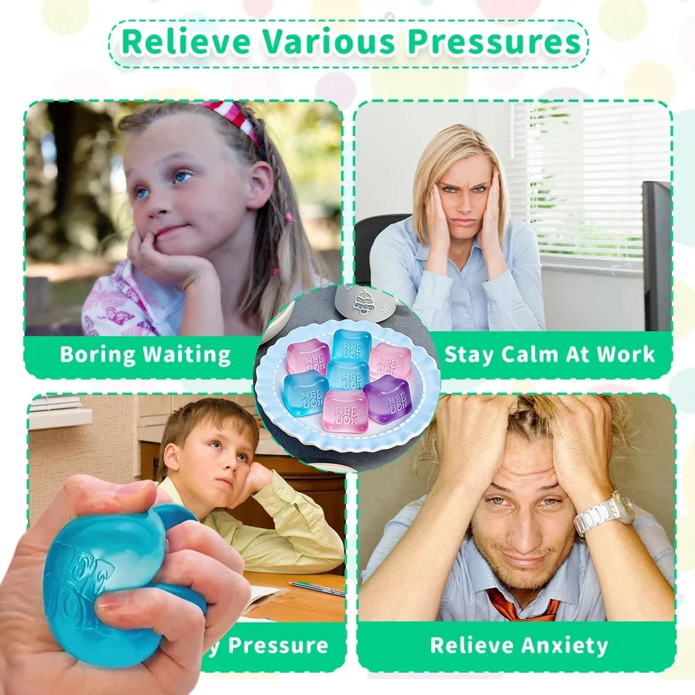 Needoh Nice Cube Squishy Fidget Toy Sensory Stress Relief Anxiety Relief Focus Decompress Relax Squeeze Desk Toy for Adults Kids