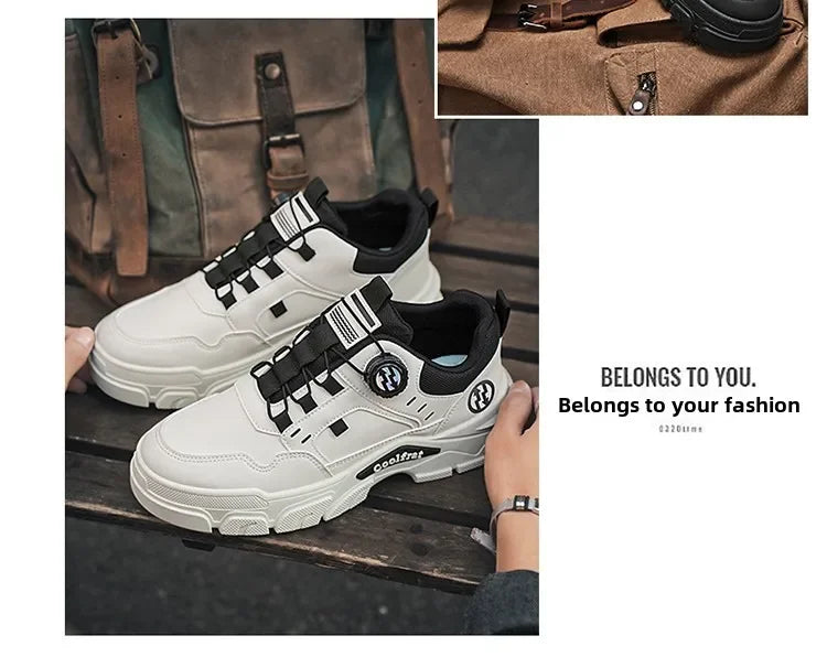 New Men's Shoes Low-top Rotating Buckle Sports Casual Trendy Outdoor Waterproof Work Shoes EVA Sole Rubber Zapatillas Hombre