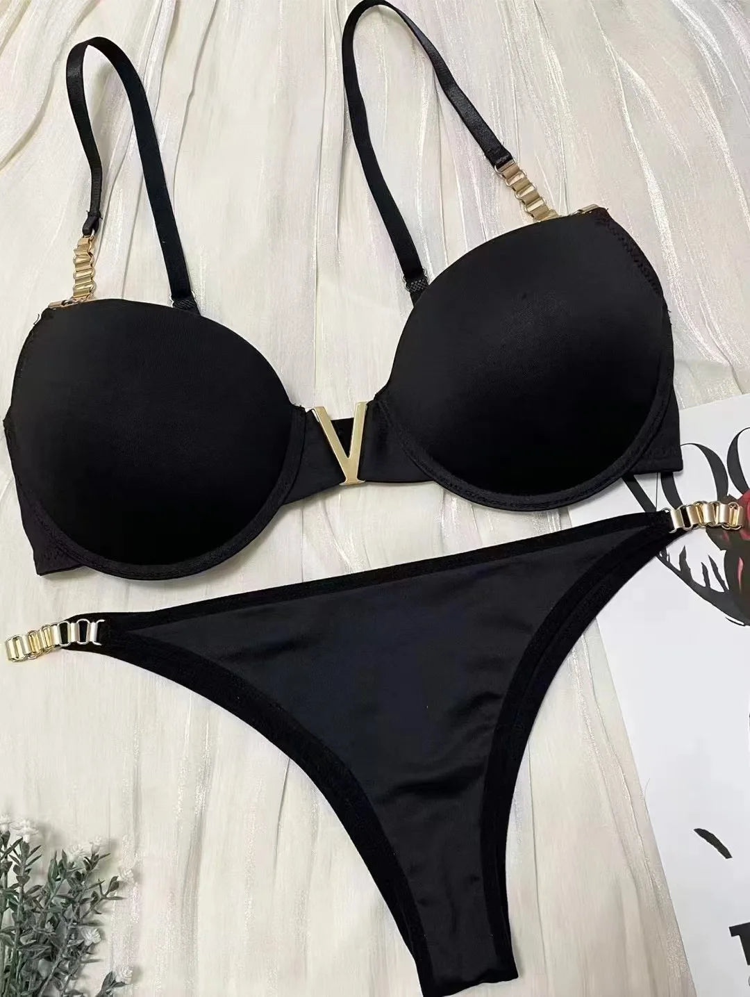 Fashion Sexy Bra Set Girls Women Comfortable Push Up Underwear Set Circular Trim Strap Bras Lingerie Panty Sets