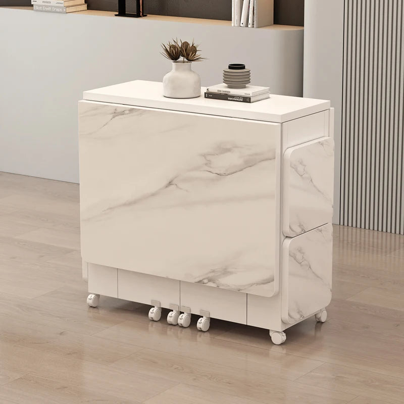 Folding White Dining Table Multifunction Family Waterproof Space Saving Dining Table Design Simple Mesas De Jantar Furnitures