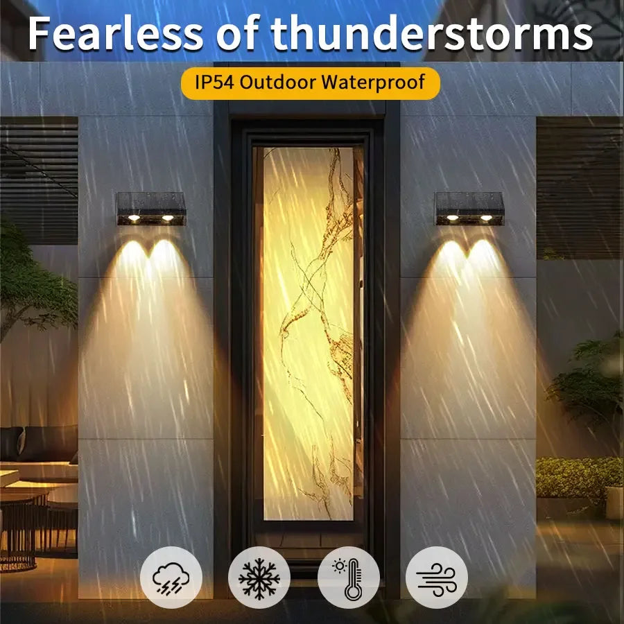 Solar Wall Light Outdoor Garden Lights Solar Powered Waterproof Solar Porch Lights Wireless Wall Mount Lights for Yard Balcony