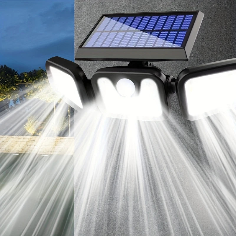 Solar LED Wall Light |Three-head Outdoor Lighting | IP55| Solar-powered with Motion Sensor | Durable ABS and PC Materials |Ideal