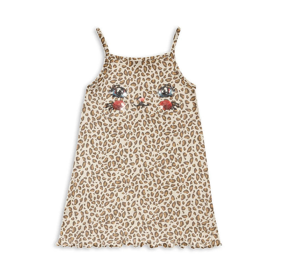 Summer Girls KS Same Style Homewear Collection Leopard Print Camisole Skirt Set Cute Pajama Vest Breathable Children's Sleepwear