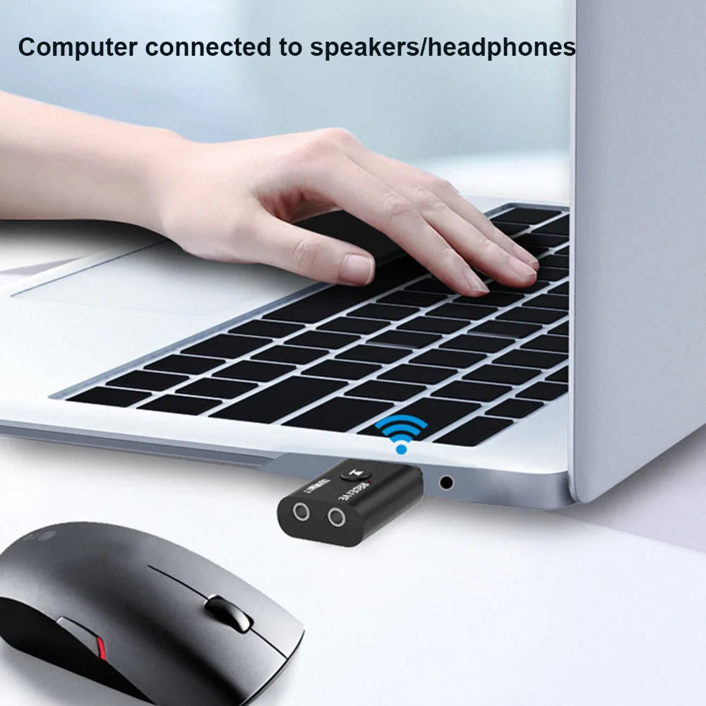 Wireless Bluetooth-Compatible 5.0 2-in-1 USB Audio Receiver Transmitter Double 3.5mm Jack Audio Dongle Adapter for Car Laptop TV
