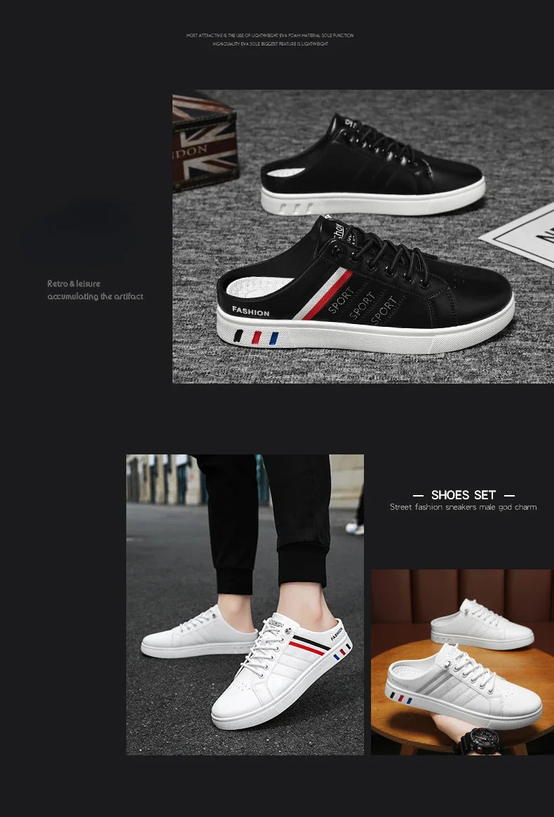 Summer Must-Haves High - End Men's Half Slippers, Fashion - Forward Flat Sneakers for Summer Designer Shoes Men
