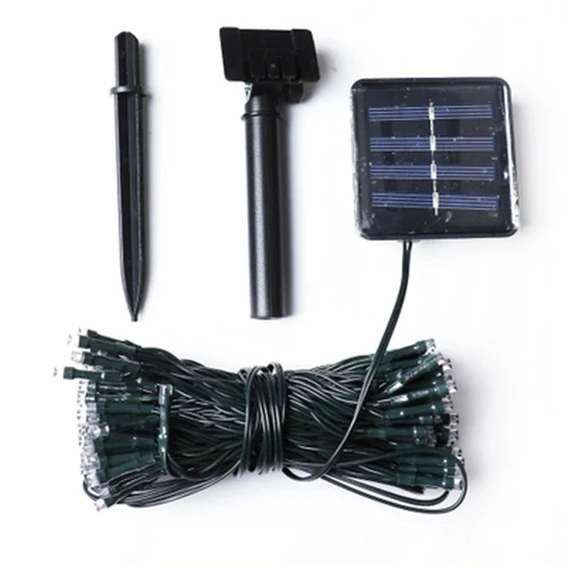 Solar Christmas Lights Solar String Lights Outdoor Waterproof Green Wire with 8 Modes Christmas Tree Lights Garden Lawn Decor