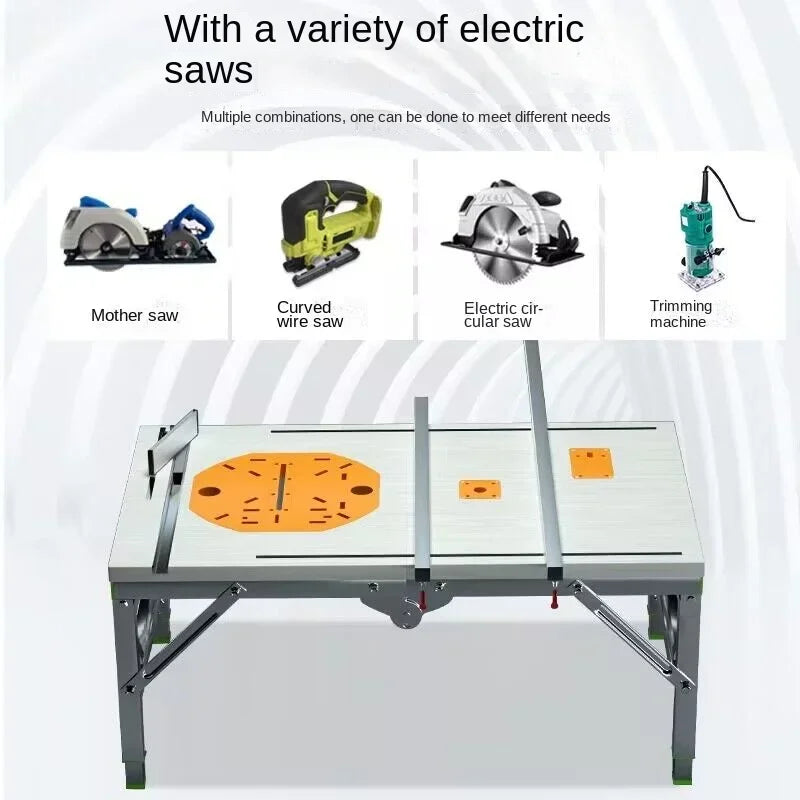 DIY Folding Workbench Multifunctional Woodworking Workbench Woodworking Saw Table Portable Folding Lifting Saw Table Decoration