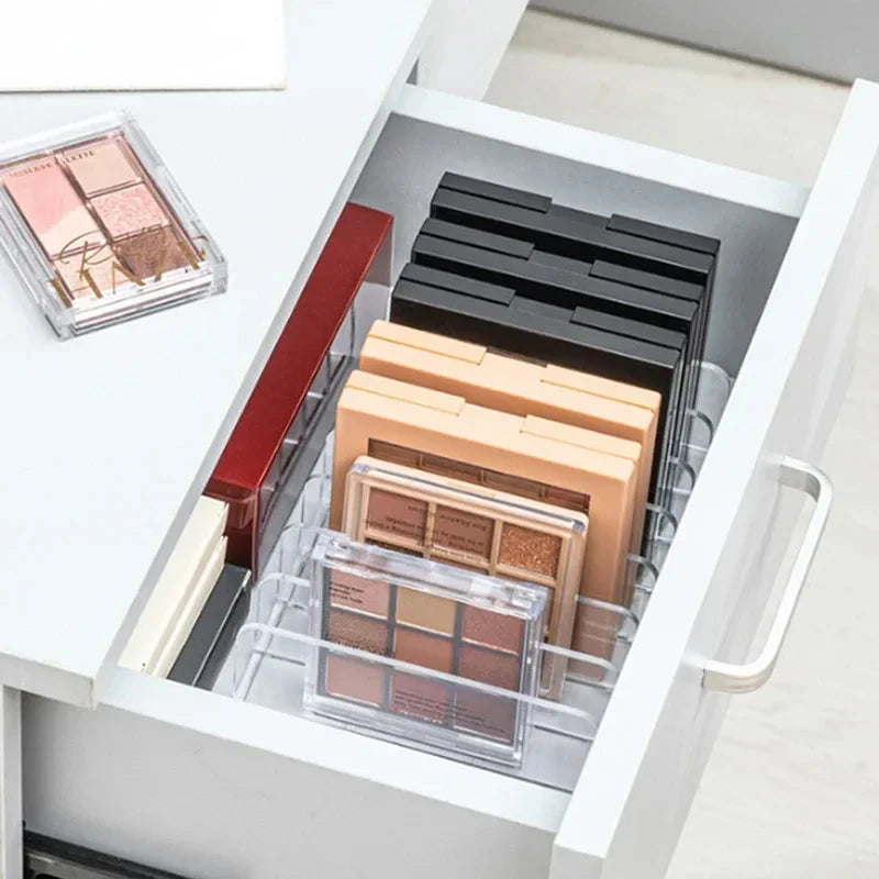 7-Compartment Desktop Makeup Storage Box Plastic Organizer for Cosmetics Blush Eyeshadow Display Tray