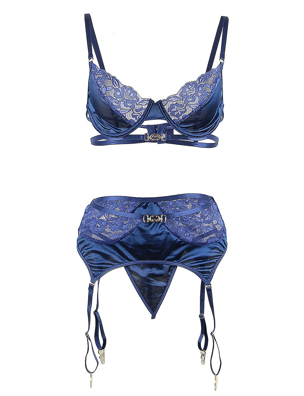 Comeondear Delicate Lace Stitching Exquisite Metal Buckle Bra Set And Garter Belt Panty Erotic Lingerie Hot Underwear Two Pieces