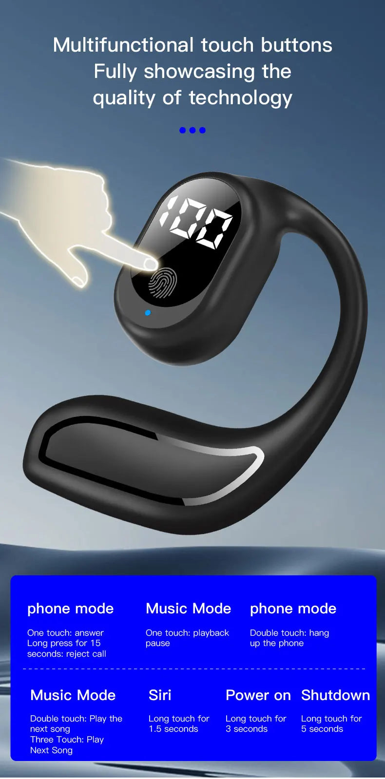 Wireless Headphone Bluetooth 5.3 Headset Hands-free Noise Control Stereo Music Earphone With Mic Work On All Smartphone