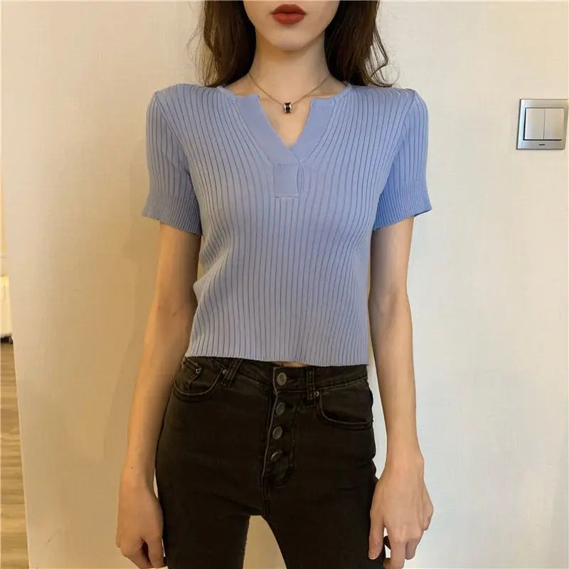 Summer Short-sleeved T-shirt Summer Women's Clothing 2025 New Ins Trendy Spring High-waist Top Short Design Niche