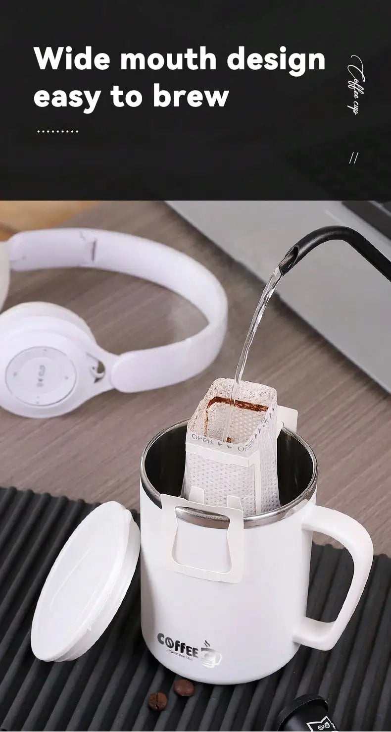Portable Thermal Mug 304 Stainless Steel Double Wall Insulated Drinking Cup With Handle Anti Scald Sealed Tea Milk Coffee Cup