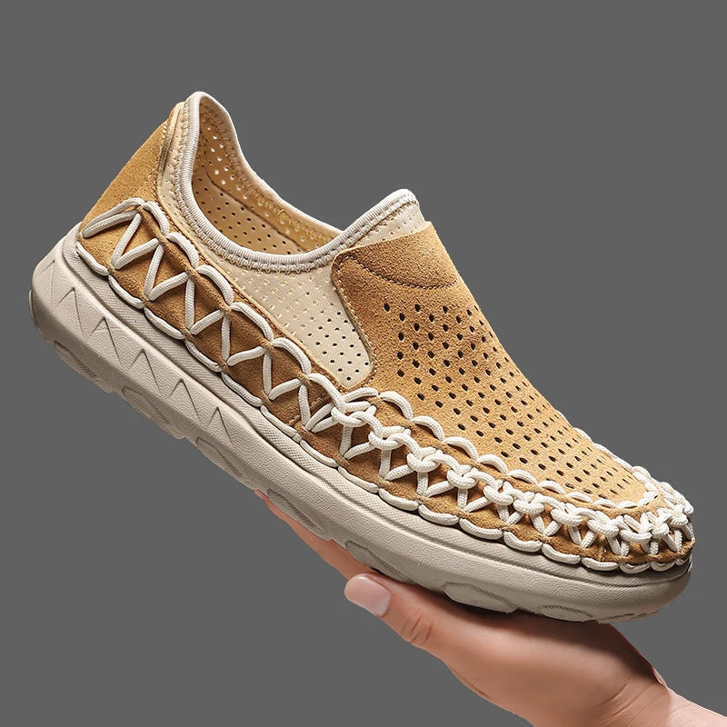 Summer Hand-woven Men's Shoes Fashion Men Casual Shoes Brand Designer Men Sneakers High Quality Outdoor Flats Driving Shoes
