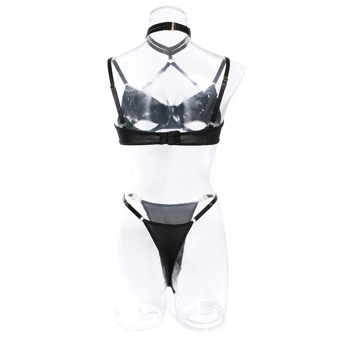 Cut Out Bra Set Women 2-piece Halter Bra + Brief Underwear Set 4 Color Velvet Sexy Intimates