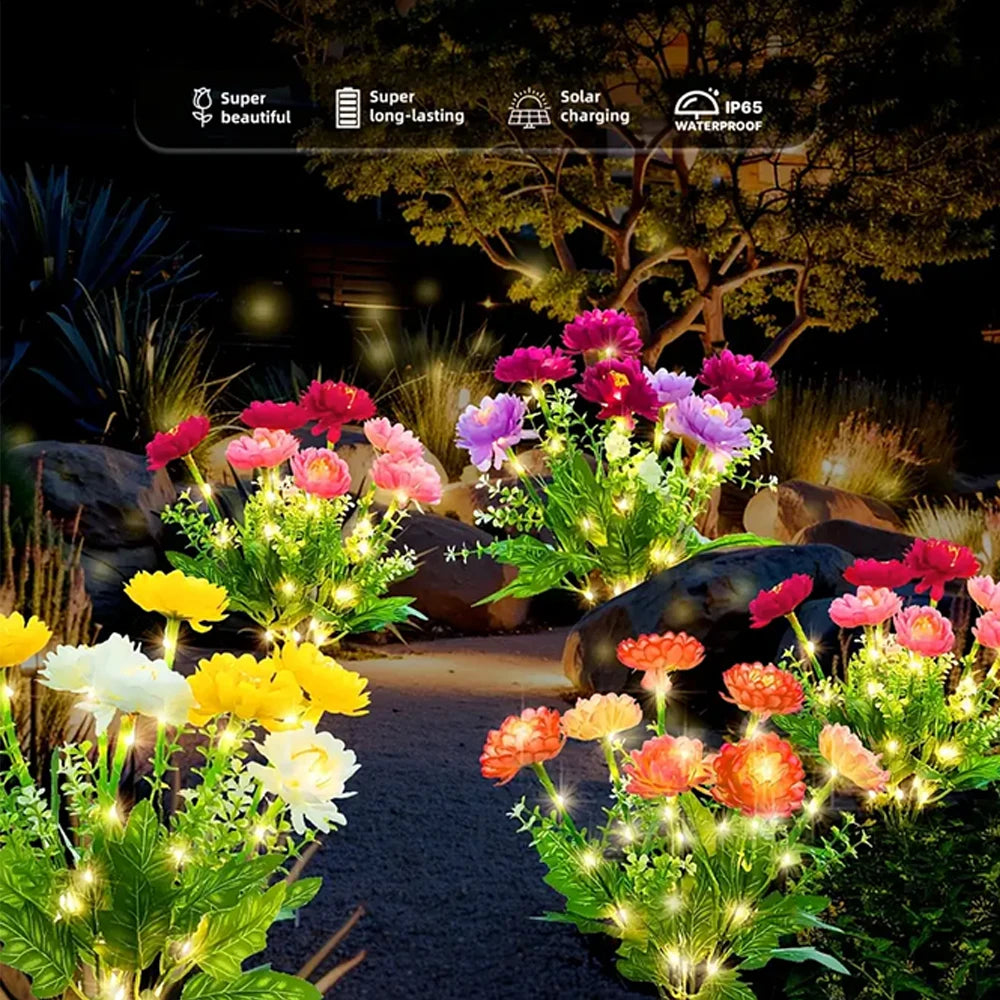 Solar LED lights, snow lotus flower lawn lamp, outdoor waterproof yard lights, garden courtyard,holiday party decoration