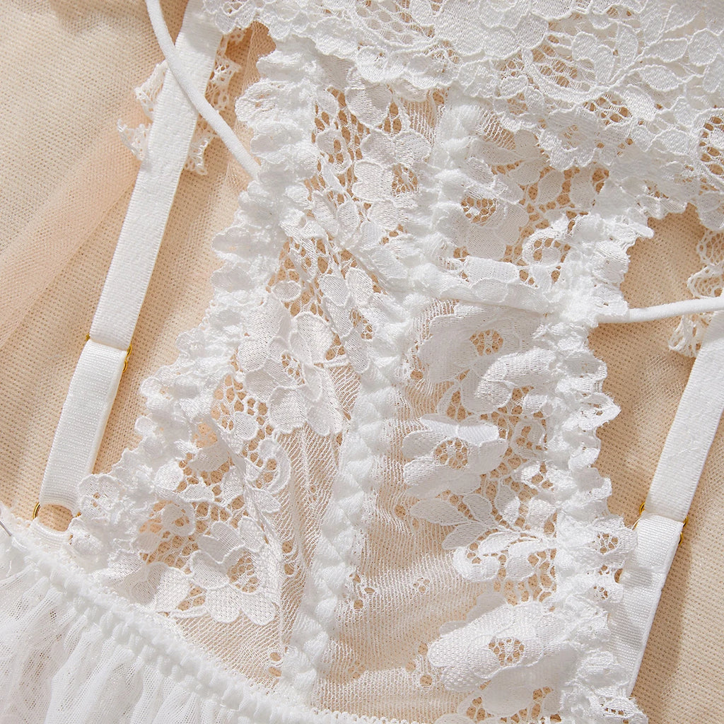 Plus Size Women's Exotic Lingerie Sets Lace Fluoroscopy Beauty Tulle Elegant Sexy Lingerie Female Underwear Lingerie For Ladies