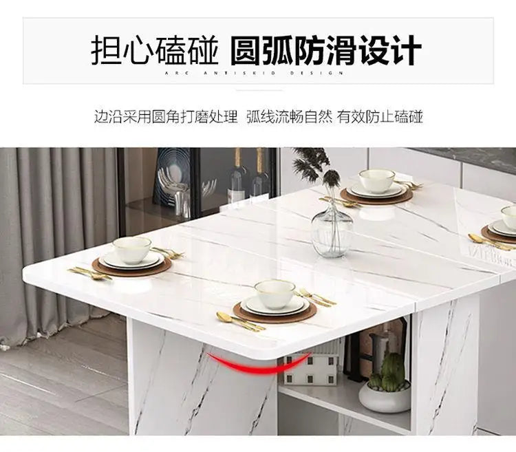 Folding Dining Table for Home Use, Small Apartment, Simple Multi-Functional Mobile Rectangular Dining Table